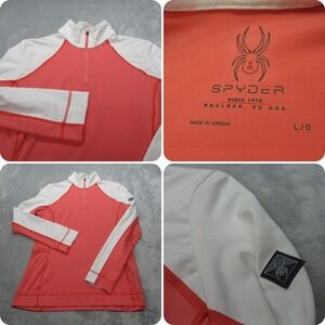 Spyder Base Layer Women Large Pink Top Savona 1/4 Zip Light Pack Gym Yoga‎ Run
